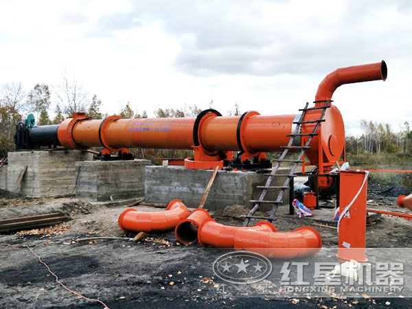 可一小时烘干25-50吨石子烘干机现场作业图